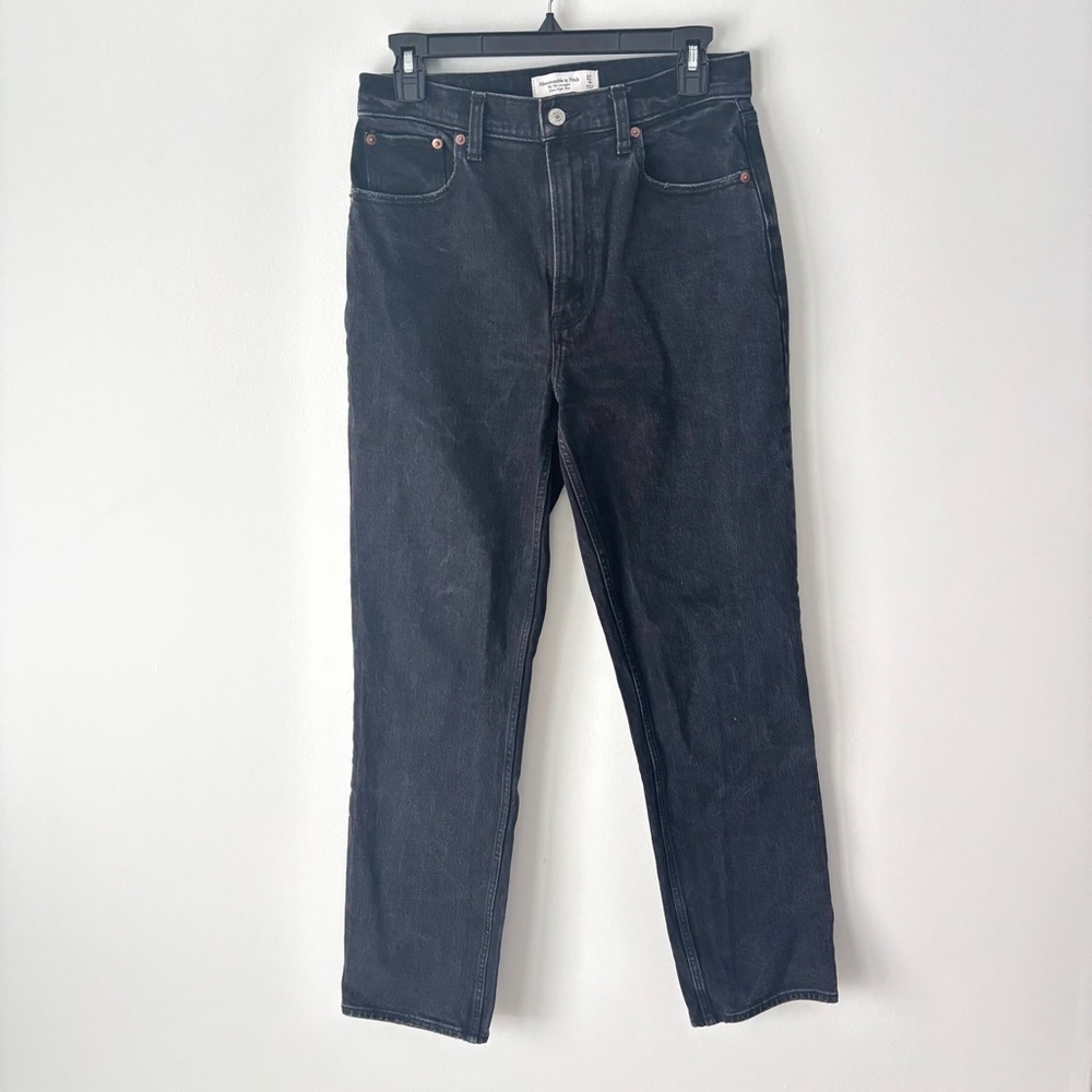 Abercrombie & Fitch The 90s Straight Ultra High Rise Black Denim Jeans